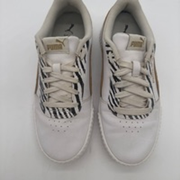 Women's Puma Carina Animal Print Sneaker White/Brown Size 7 - Picture 2 of 7